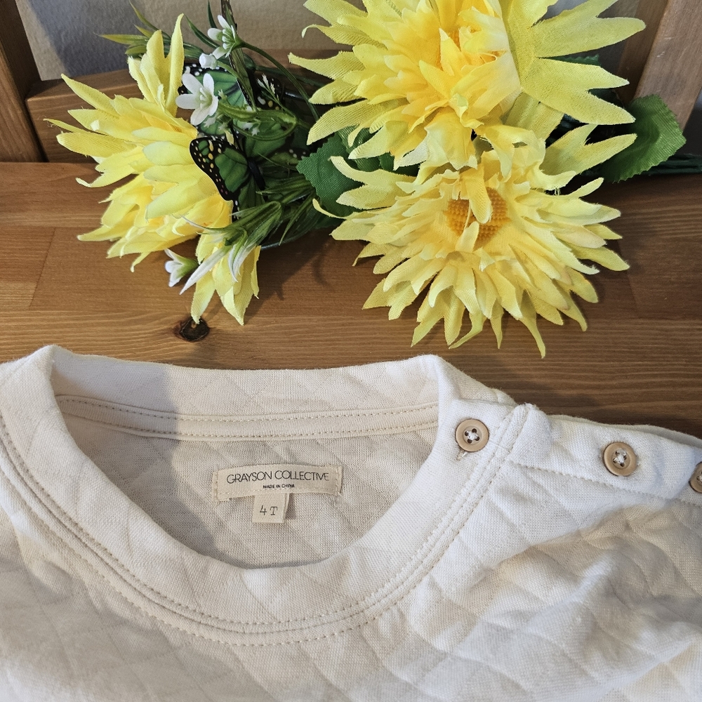 Grayson Collective - Toddler Quilted Sweatshirt - Off- White 4T UNISEX - Picture 8 of 12